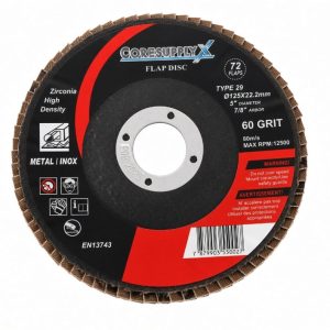5” x 7/8” (125x22.2mm) – 60 GRIT, T29 (Angled Face) – Zirconia High Density Flap Disc