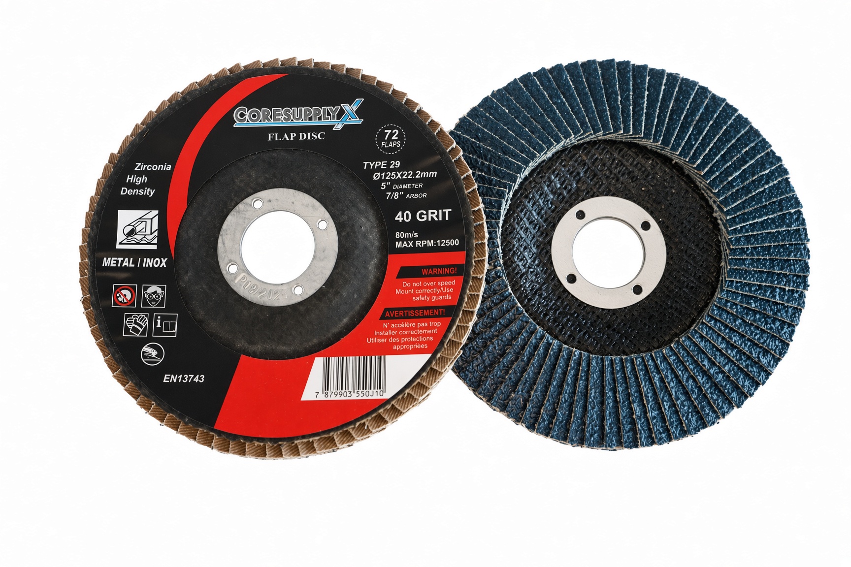 5” x 7/8” (125x22.2mm) – 40 GRIT, T29 (Angled Face) – Zirconia High Density Flap Disc - Image 2