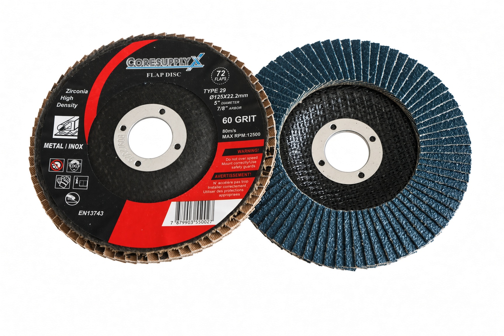 5” x 7/8” (125x22.2mm) – 60 GRIT, T29 (Angled Face) – Zirconia High Density Flap Disc - Image 2