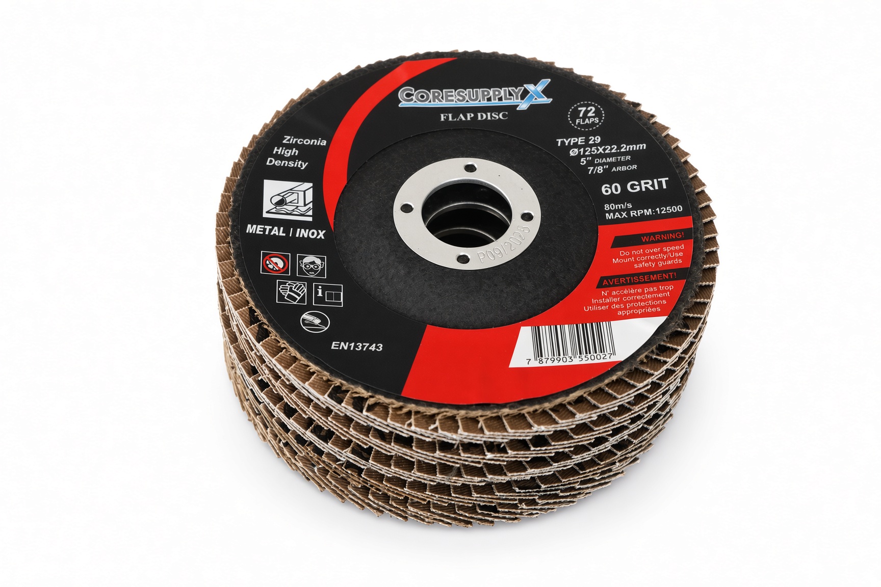 5” x 7/8” (125x22.2mm) – 60 GRIT, T29 (Angled Face) – Zirconia High Density Flap Disc - Image 4