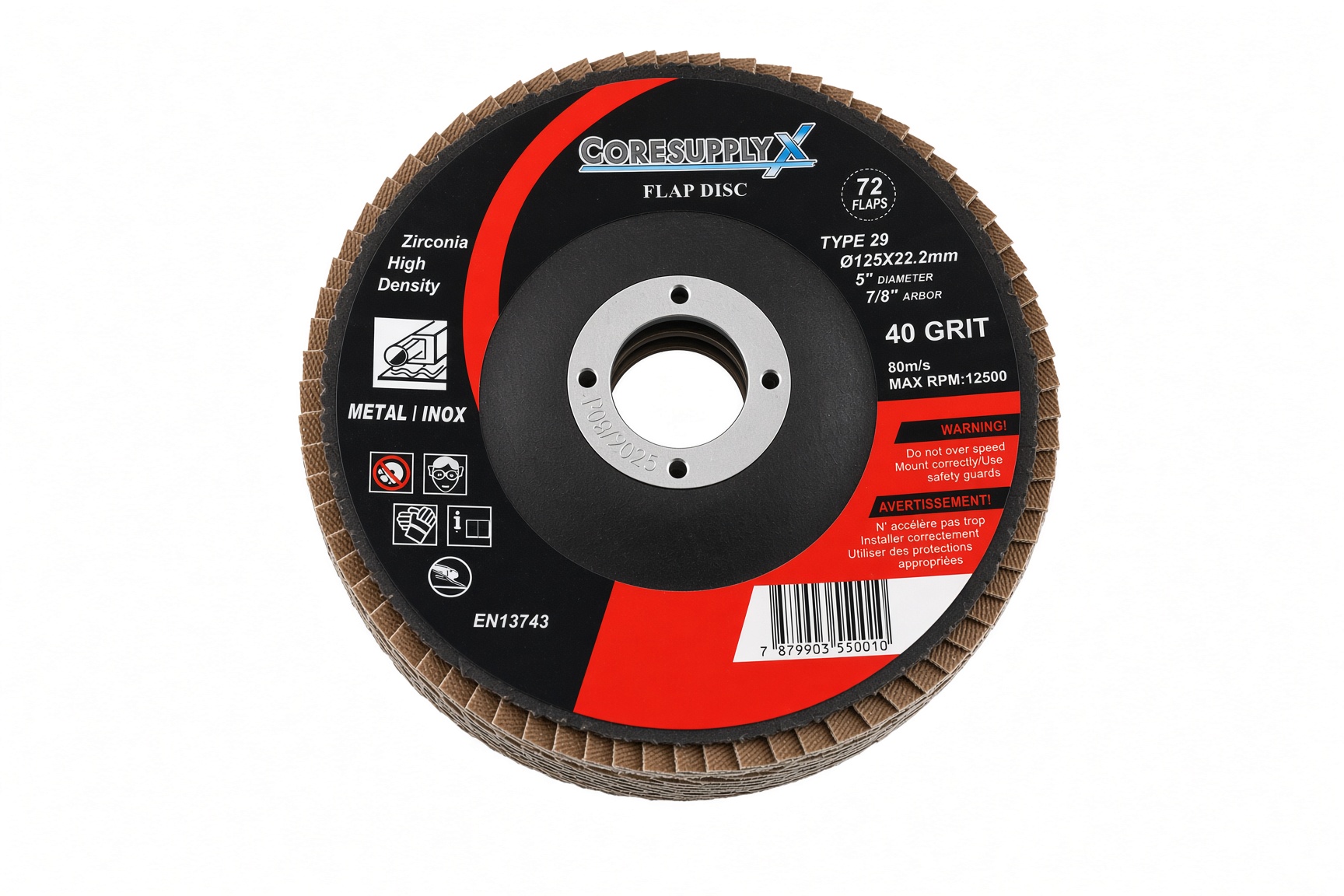 5” x 7/8” (125x22.2mm) – 40 GRIT, T29 (Angled Face) – Zirconia High Density Flap Disc - Image 4